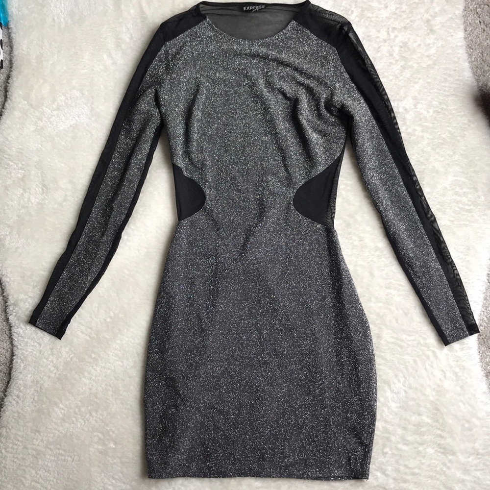 Sparkly black mesh mini dress